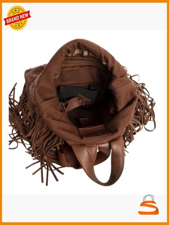 Genuine Leather Fringe Backpack Handbag, Laptop Compatible, 13\